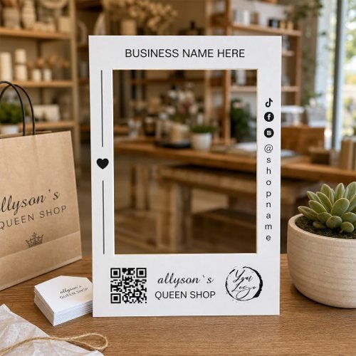 Black & White Business Logo QR Code Social Media Selfie Frame
