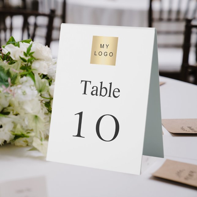 Black white business logo table number tent (Creator Uploaded)