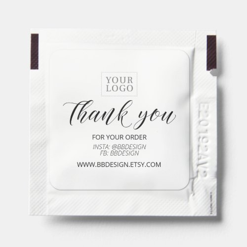 Black  White Business Logo Thank you Hand Sanitizer Packet