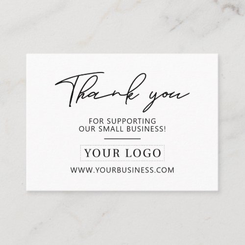 Black  White Business Logo Thank you Product Care Business Card