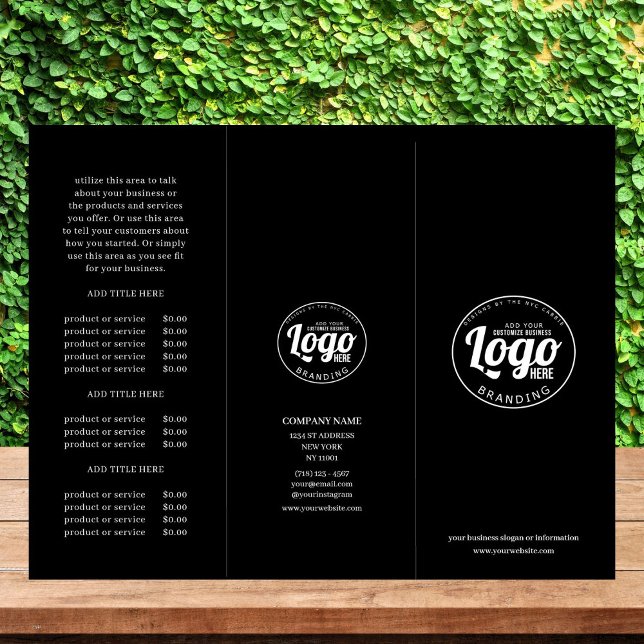 Black & White Business Logo Trifold Brochure (business brochure)