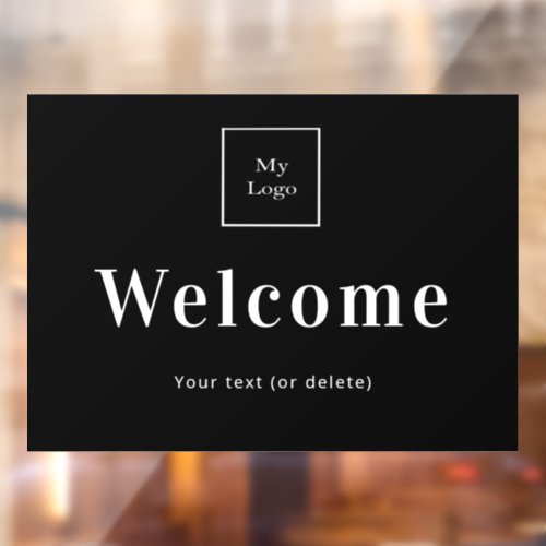 Black white business logo  welcome  window cling