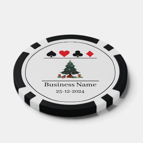 Black  White Business Name Green Christmas Tree Poker Chips