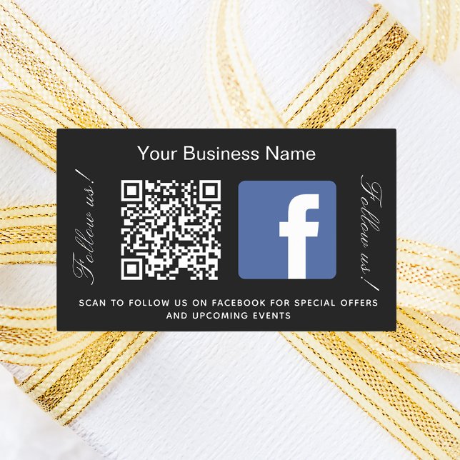 Black white business name qr code Facebook Rectangular Sticker (Creator Uploaded)