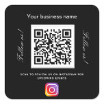 Black white business name qr code instagram square sticker Black white business name qr code instagram square sticker