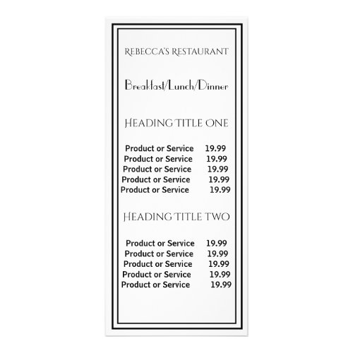 Black White Business Pricing  Service Rack Card