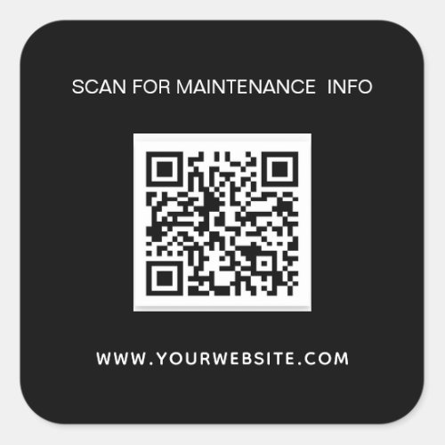 Black white business qr code maintenance info square sticker