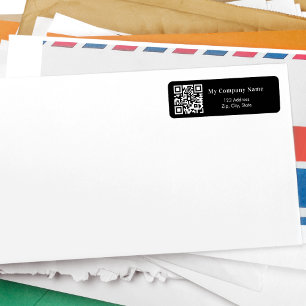 Black white business qr code return address label