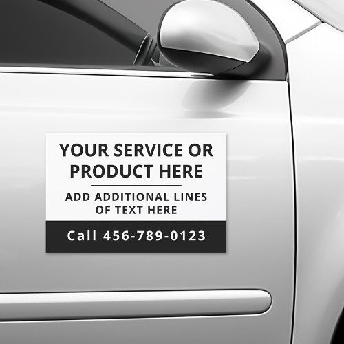 Black white business service promotional car magnet
