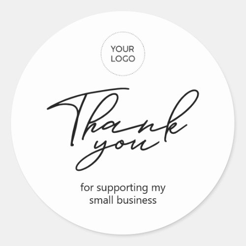 Black  White Business Thank you package Classic Round Sticker