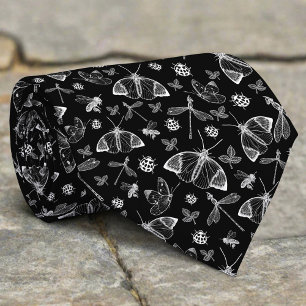 Black White Butterflies Classic Luxury Seamless Neck Tie