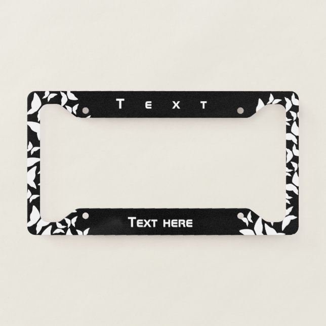 Black White Butterflies Name  License Plate Frame (Front)