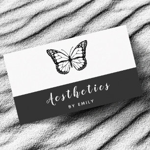 Black & White Butterfly Aesthetics Skincare Modern Business Card