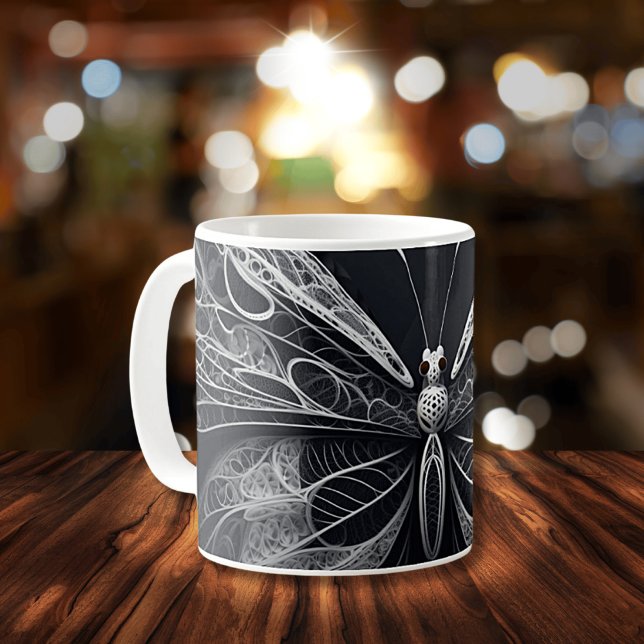 Black & White Butterfly Design Ceramic Mug (Creator Uploaded)