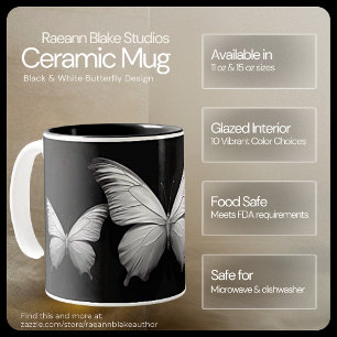 Black & White Butterfly Design Mug