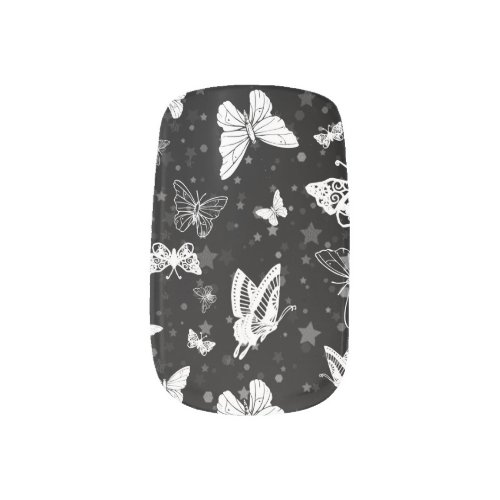 Black White Butterfly Illustration Pattern Design Minx Nail Art