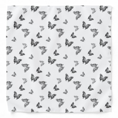 Black  White Butterfly Pattern  Custom Bandana