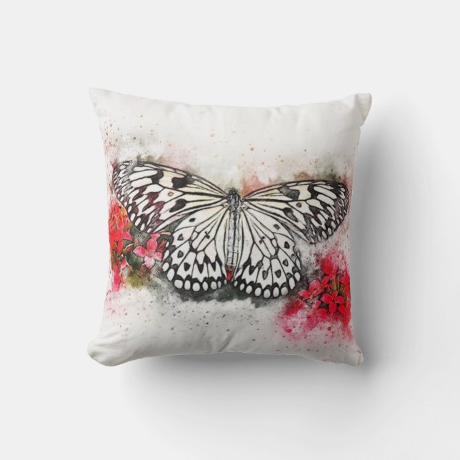 Black & White Butterfly Pillow (Front)