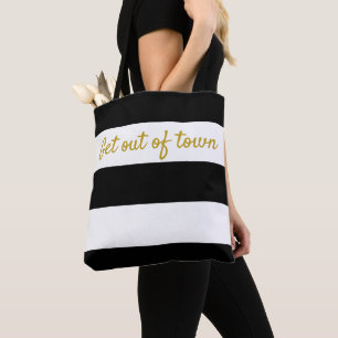 Black White Cabana Stripe Tote Bag