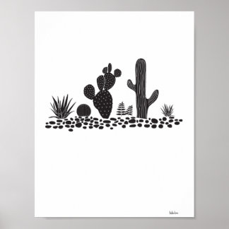 Black & White Cactus and Succulents Poster
