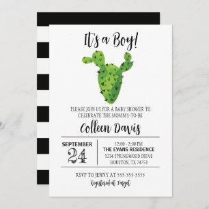 Black & White Cactus Baby Shower Invitation