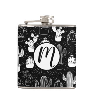 Black & White Cactus Doodle Pattern