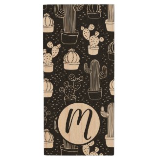 Black & White Cactus Doodle Pattern
