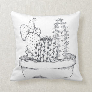 Black and hot sale white cactus pillow