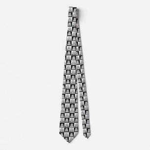Black White Cake Checkered Block Print Neck Tie