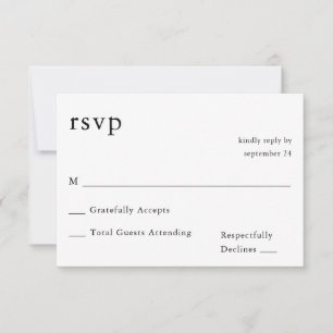 Black & White Calligraphy 9 RSVP no Meal  Card