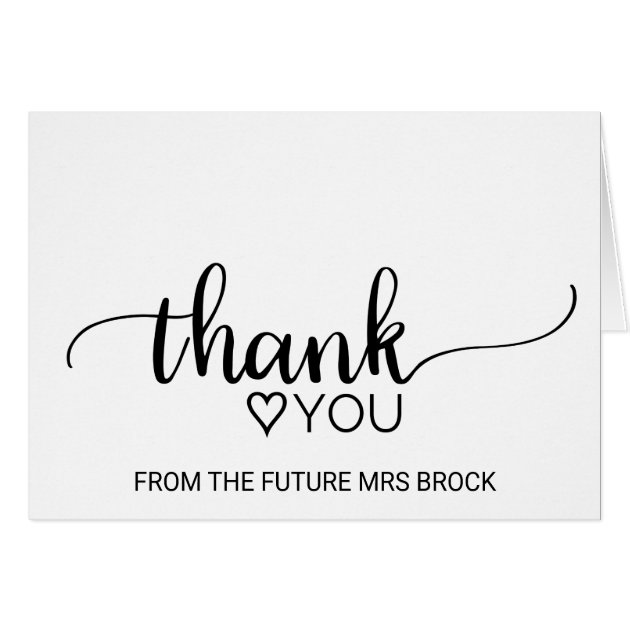 Black & White Calligraphy Bridal Shower Thank You Card