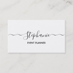 Black White Calligraphy Event Planner Simple Cool Business Card