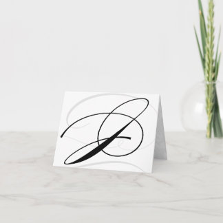 Black & White Calligraphy Initial J Monogram Cards
