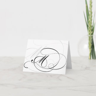 Black & White Calligraphy Initial M Monogram Cards
