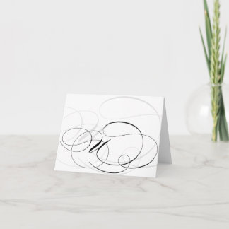 Black & White Calligraphy Initial U Monogram Cards