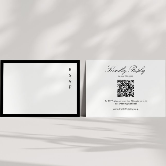 Black & White Calligraphy Modern QR Code Enclosure Card (Creator Uploaded)