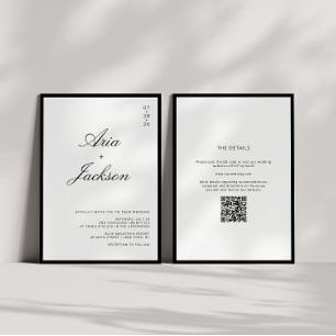 Black & White Calligraphy Modern QR Code Wedding Invitation