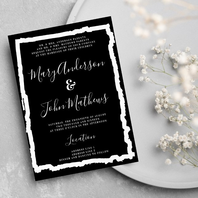 Black white calligraphy modern simple wedding invitation (Black white calligraphy modern simple wedding)