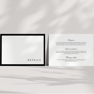 Black & White Calligraphy Modern Wedding Details Enclosure Card