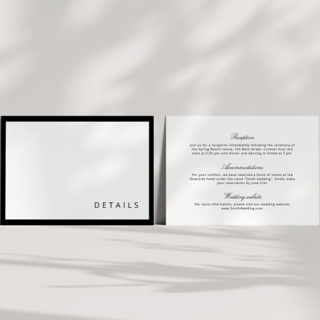 Black & White Calligraphy Modern Wedding Details Enclosure Card (Creator Uploaded)