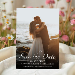 Black & White Calligraphy Photo Save the Date Invitation