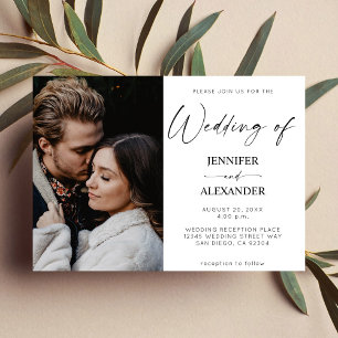 Black & White Calligraphy Photo Simple Invitation