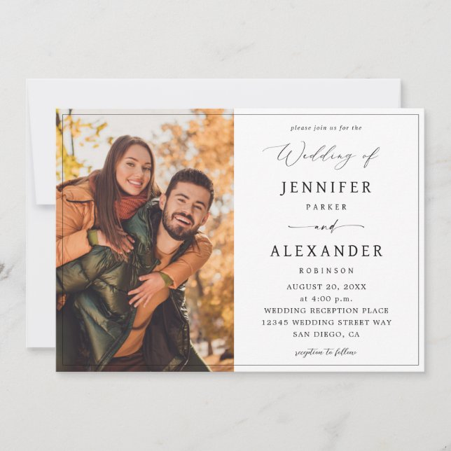 Black & White Calligraphy Photo Simple V2b Invitation (Front)