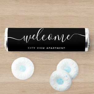Black & White Calligraphy Rental Property Welcome Breath Savers® Mints