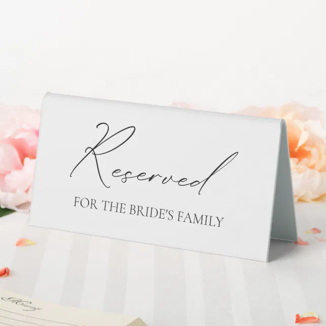 Black & White Calligraphy Reserved Tabletop Sign Zazzle