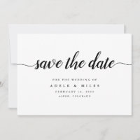 Black & White Calligraphy Save the Date Card