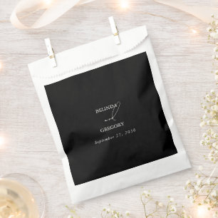 Black & White Calligraphy Signature Script Wedding Favor Bag