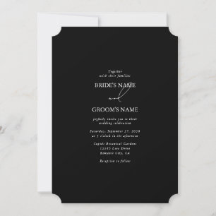 Black & White Calligraphy Signature Script Wedding Invitation