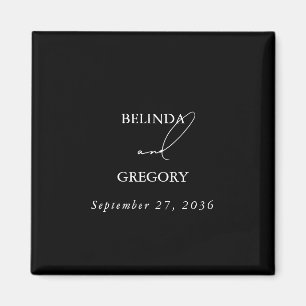 Black & White Calligraphy Signature Script Wedding Magnet