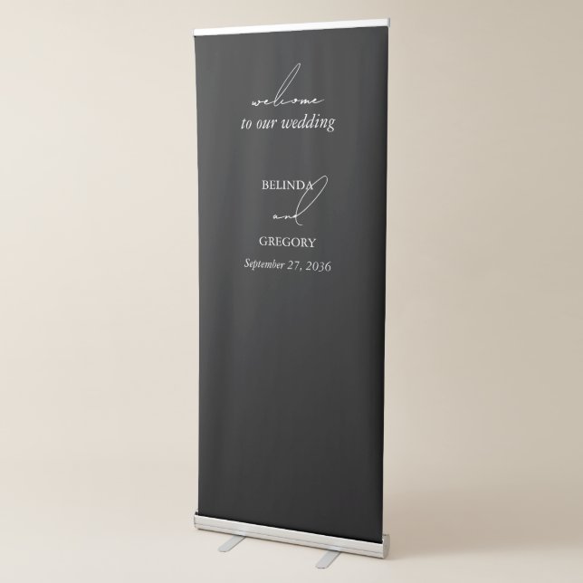 Black & White Calligraphy Signature Script Wedding Retractable Banner (3/4)